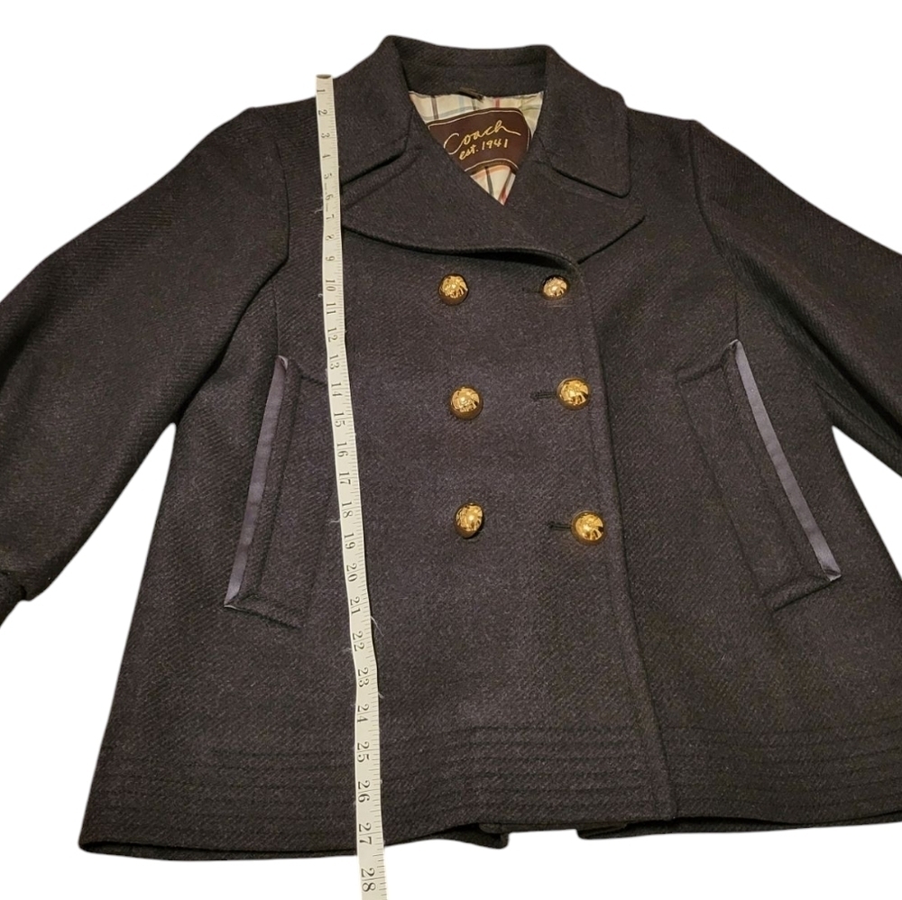 Coach 1941 Double Breasted Wool‎ Pea Coat Women's Size 10 Black w/ Gold Buttons - Picture 8 of 12